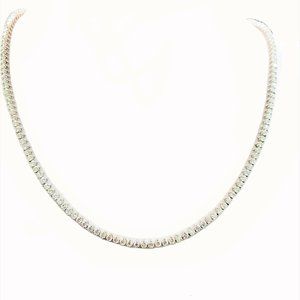 Round Cut Diamonds set on 14K WG Tennis Necklace